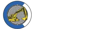 Corona Construction logo featuring a yellow excavator inside a blue and white circular badge over a mesh background. Symbolizes strength, precision, and industrial reliability.